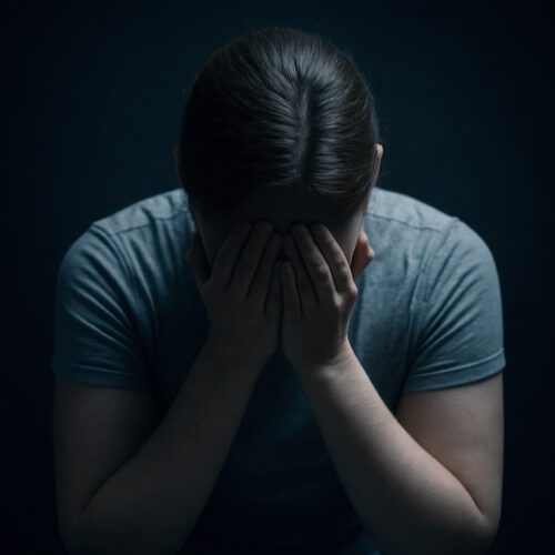 Man hides his face in his hands – unhappy