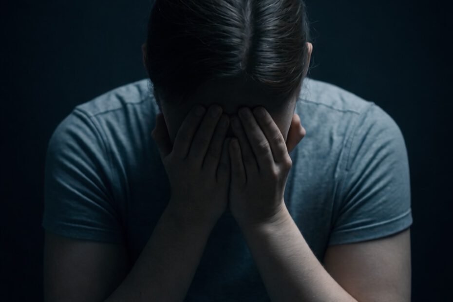 Man hides his face in his hands – unhappy
